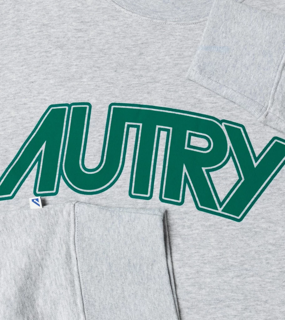 AUTRY Men's Melange Gray Logo Crewneck Sweatshirt - Casual Cotton Pullover