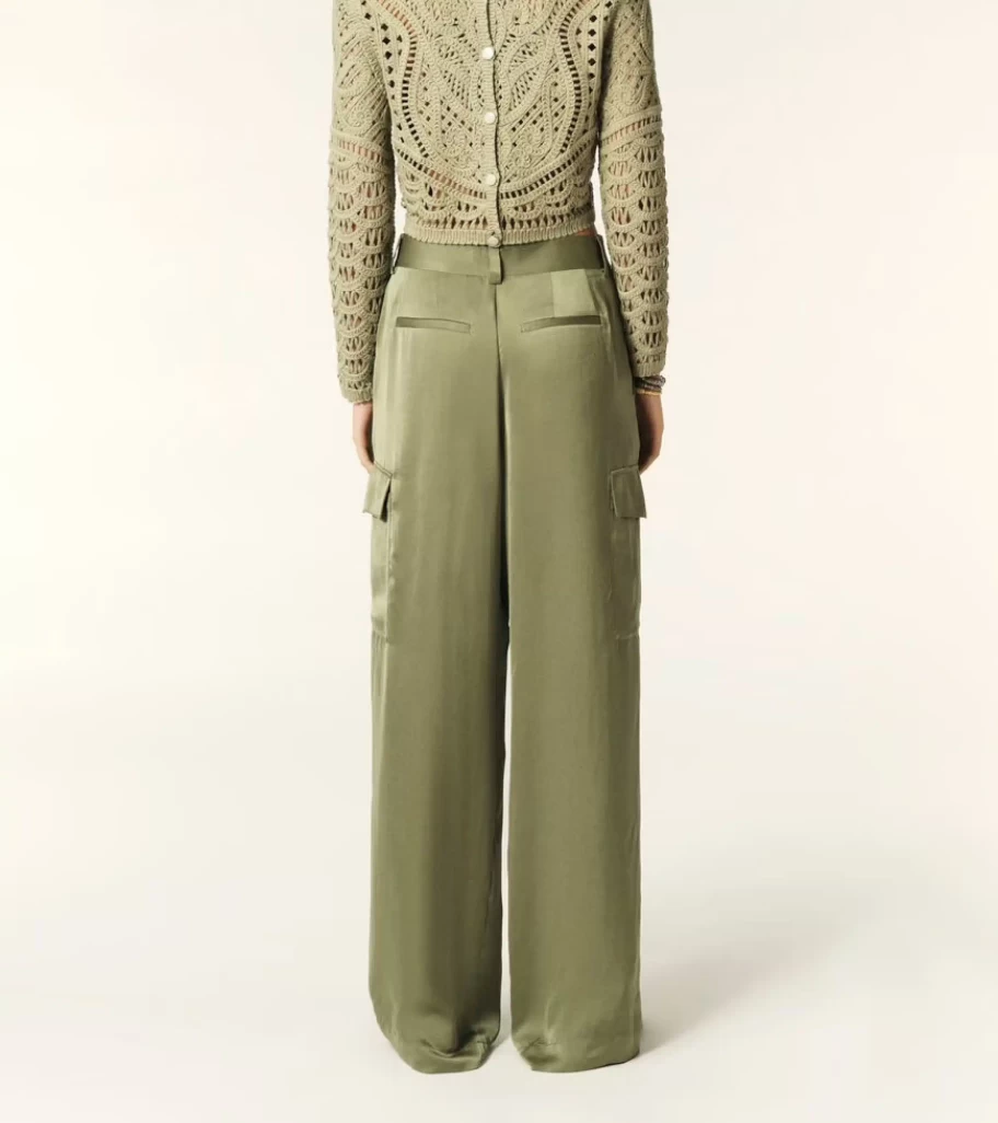 BA&SH Cary Cargo Pants Women's Green Military Style High Waist Trousers