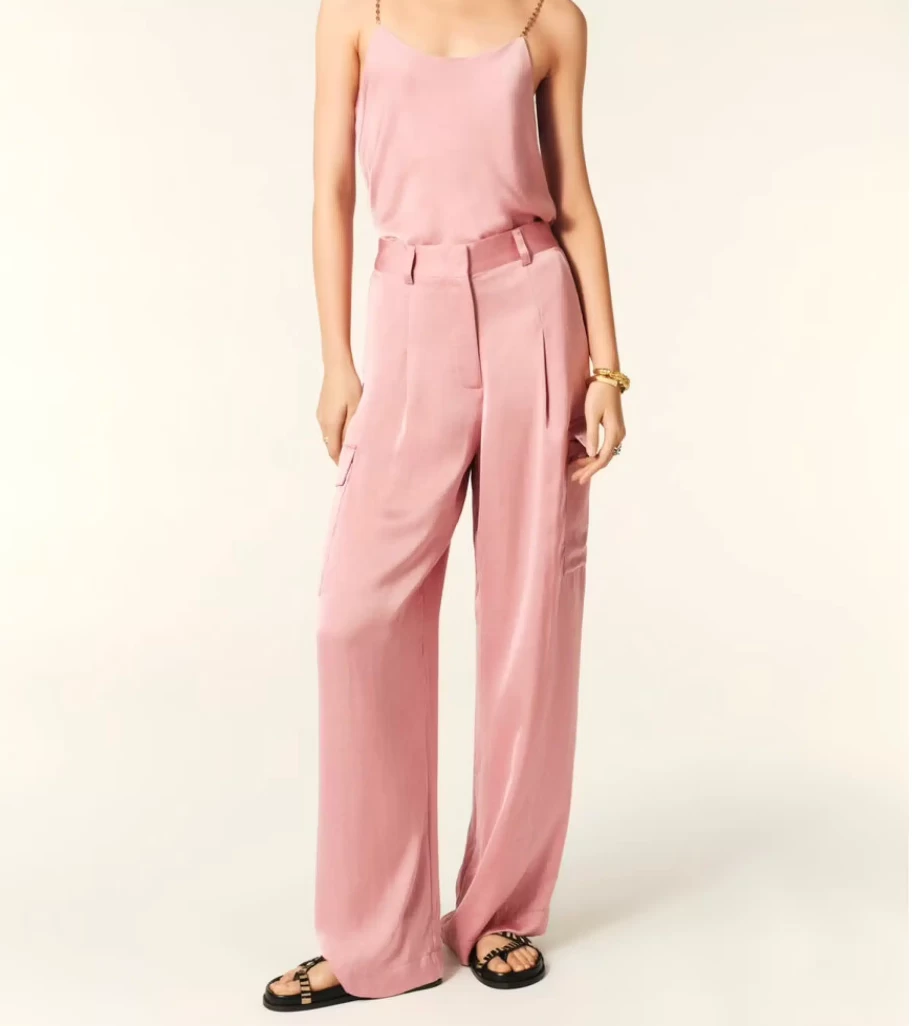 BA&SH Cary Cargo Pants Women's High-Waisted Slim Fit Pink Trousers - Atelier Talia Sol Collection