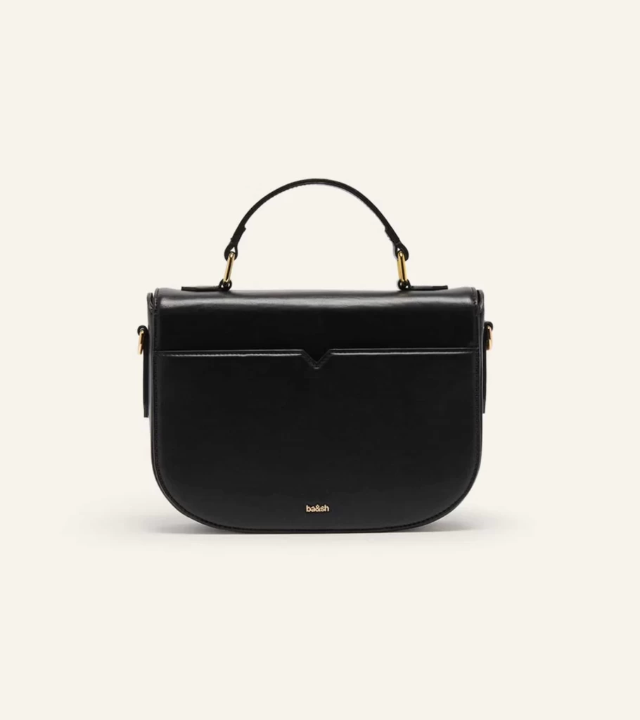 BA&SH Medium Sign Leather Handbag in Black - Luxurious Designer Bag for Women