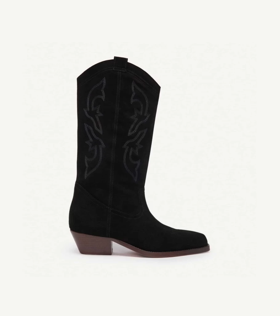 BA&SH Claurys Noir Western Boots for Women - Stylish Ankle Boots with Western Design