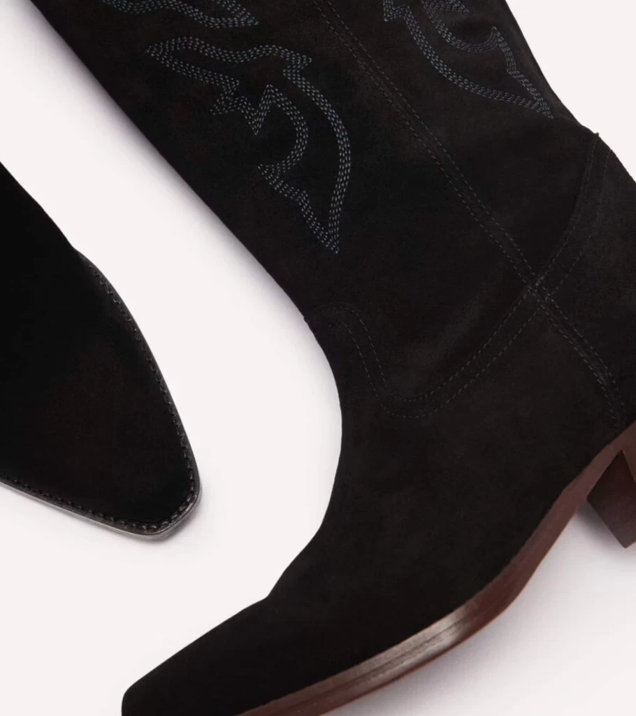 BA&SH Claurys Noir Western Boots for Women - Stylish Ankle Boots with Western Design