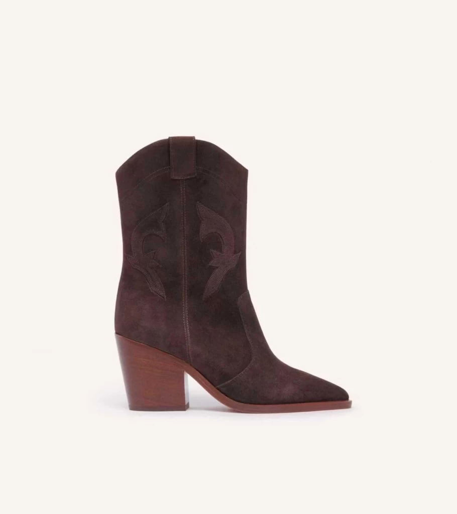 BA&SH Calas Ankle Boots in Chocolate Brown - Talia Sole Leather Booties for Women