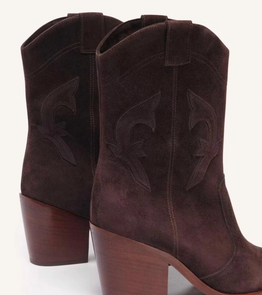 BA&SH Calas Ankle Boots in Chocolate Brown - Talia Sole Leather Booties for Women