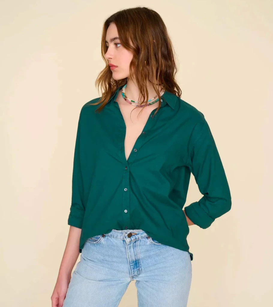 XIRENA Beau Shirt for Women - Dark Forest Green Long Sleeve Casual Top