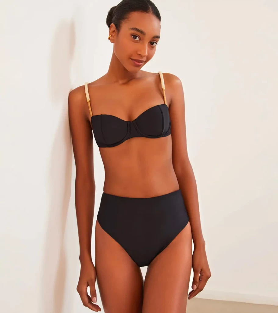 VIX SWIMWEAR Bela Hot Pant Bottom - Black Women's High-Waisted Swim Shorts