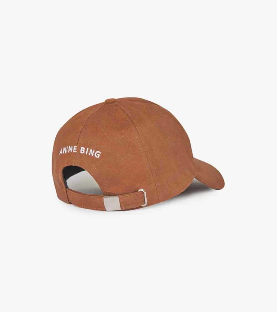 ANINE BING Jeremy Baseball Cap in Dark Camel - Premium Cotton Adjustable Unisex Hat
