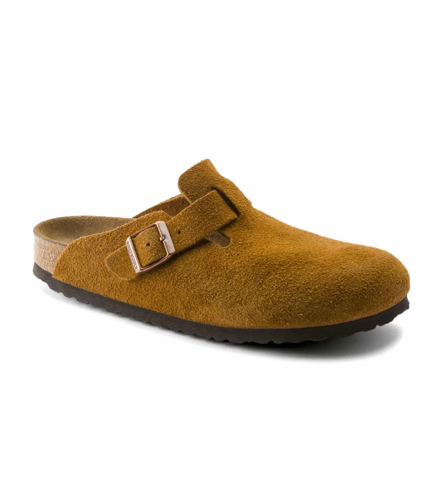 BIRKENSTOCK Boston Soft Footbed Clogs - Mink Suede Unisex Comfort Sandals
