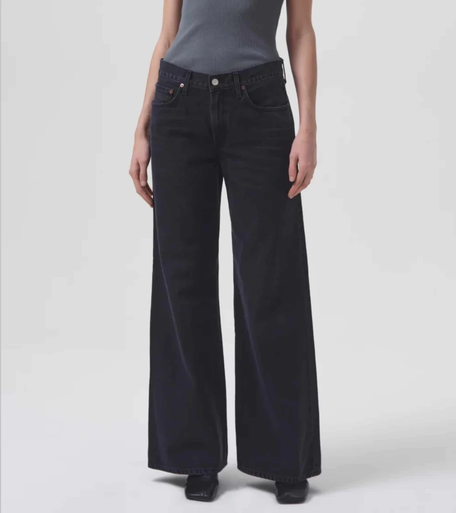 AGOLDE Clara Low Rise Baggy Flare Jeans in Mascara Wash - Women's Denim Pants