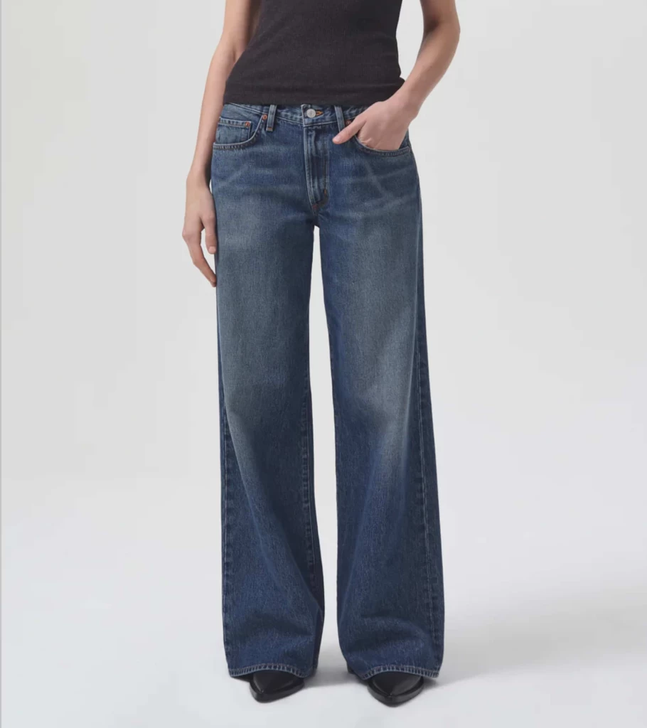AGOLDE Clara Low Rise Baggy Flare Jeans in Noise Wash - Vintage Inspired Denim Pants