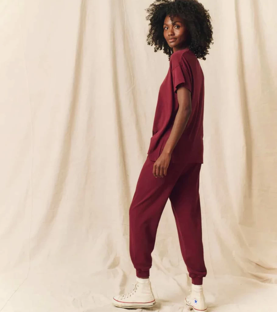 THE GREAT Cropped Sweatpants in Mulled Wine - Women's Casual Lounge Pants by Atelier Talia Sol