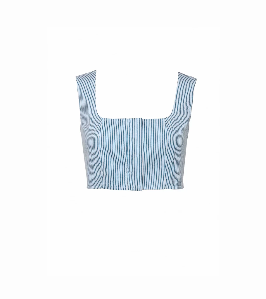 DESERT QUEEN Tia Bralet Top - Blue Striped Bralette Women's Fashion