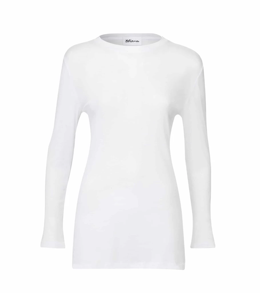 ELIANA Women's Long Sleeve White Tunic Top - Elegant Casual Blouse by Atelier Talia Sol