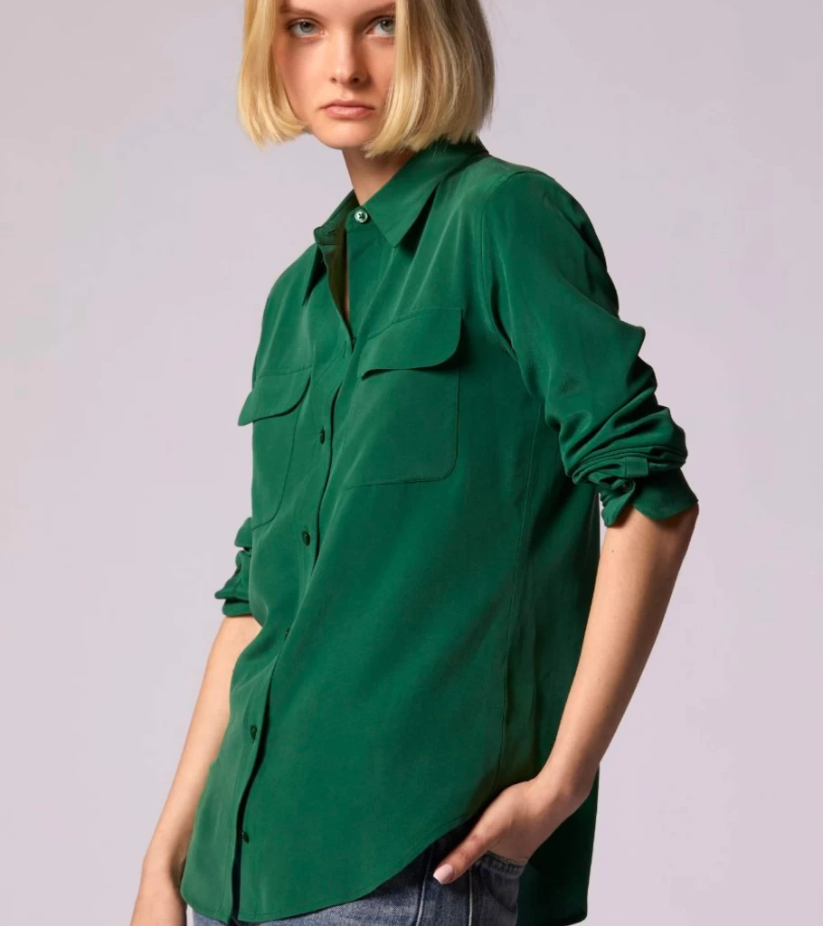 EQUIPMENT Slim Signature Silk Shirt for Women - Eden Green Luxury Blouse