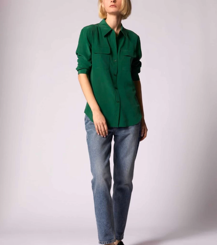 EQUIPMENT Slim Signature Silk Shirt for Women - Eden Green Luxury Blouse