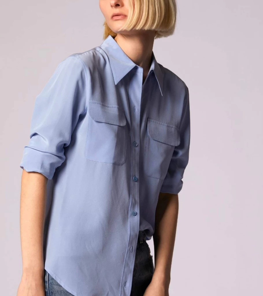 EQUIPMENT Slim Signature Silk Shirt - Forever Blue - Atelier Talia Sol - Women's Luxury Blouse