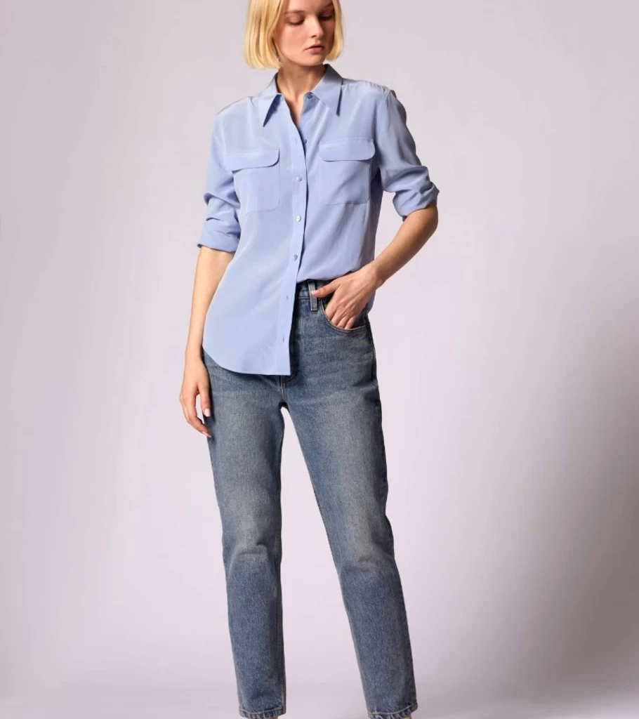 EQUIPMENT Slim Signature Silk Shirt - Forever Blue - Atelier Talia Sol - Women's Luxury Blouse