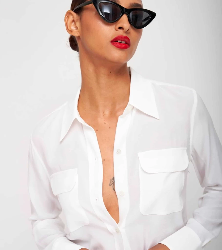 EQUIPMENT Slim Signature Silk Shirt for Women - Bright White Blouse by Atelier Talia Sol