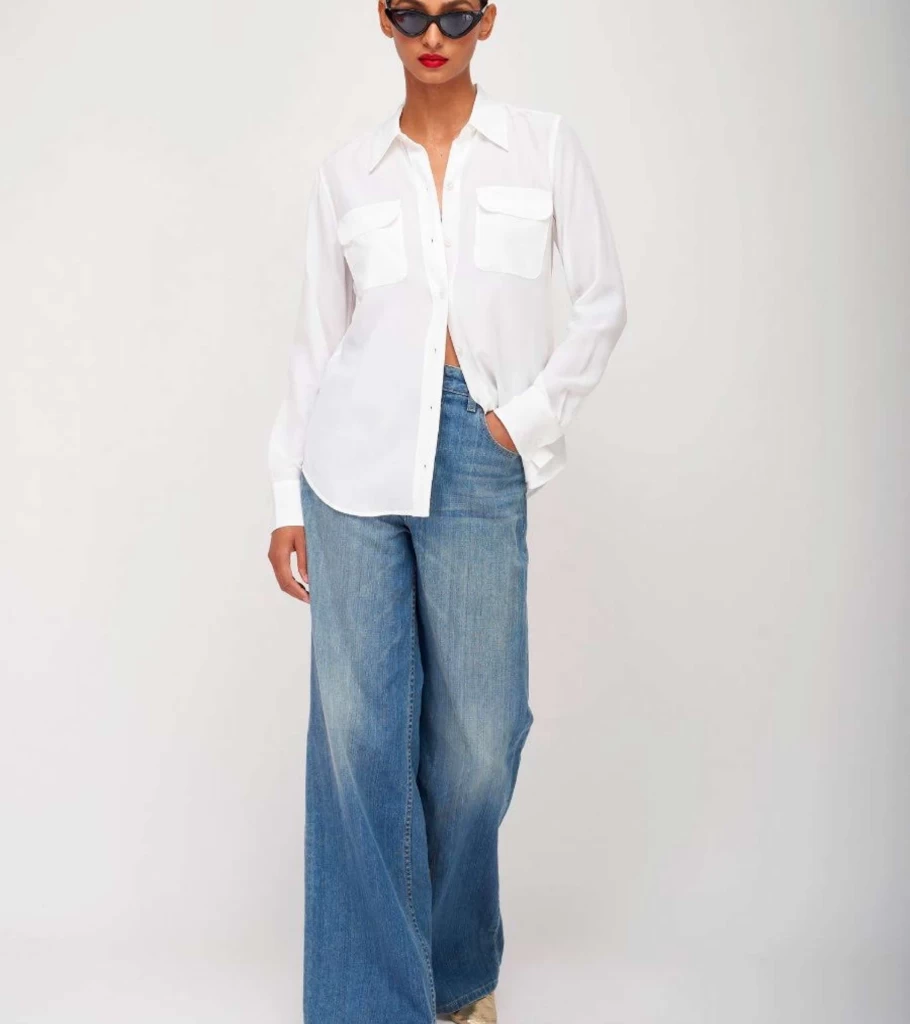 EQUIPMENT Slim Signature Silk Shirt for Women - Bright White Blouse by Atelier Talia Sol