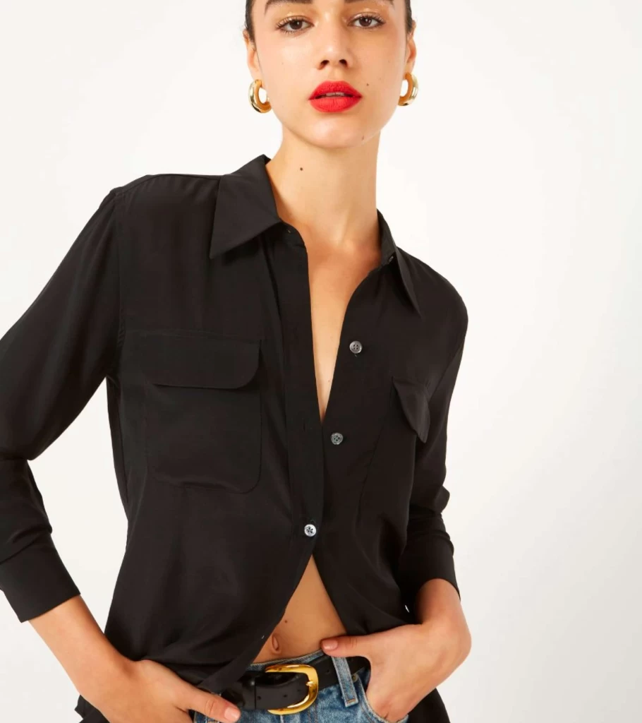 EQUIPMENT Slim Signature Silk Shirt for Women - True Black - Atelier Talia Sol - Luxury Silk Blouse