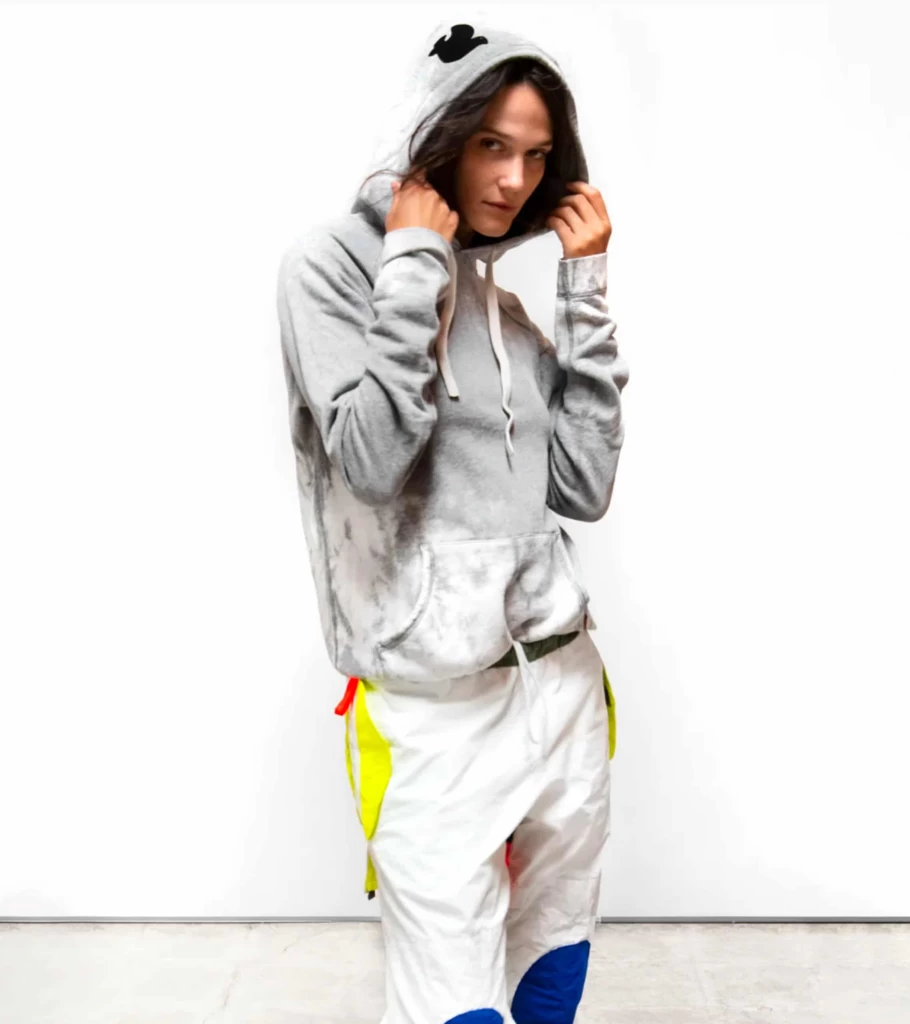 FREE CITY Bleachout Pullover Hoodie - Heather Grey Distressed Style Oversized Sweatshirt