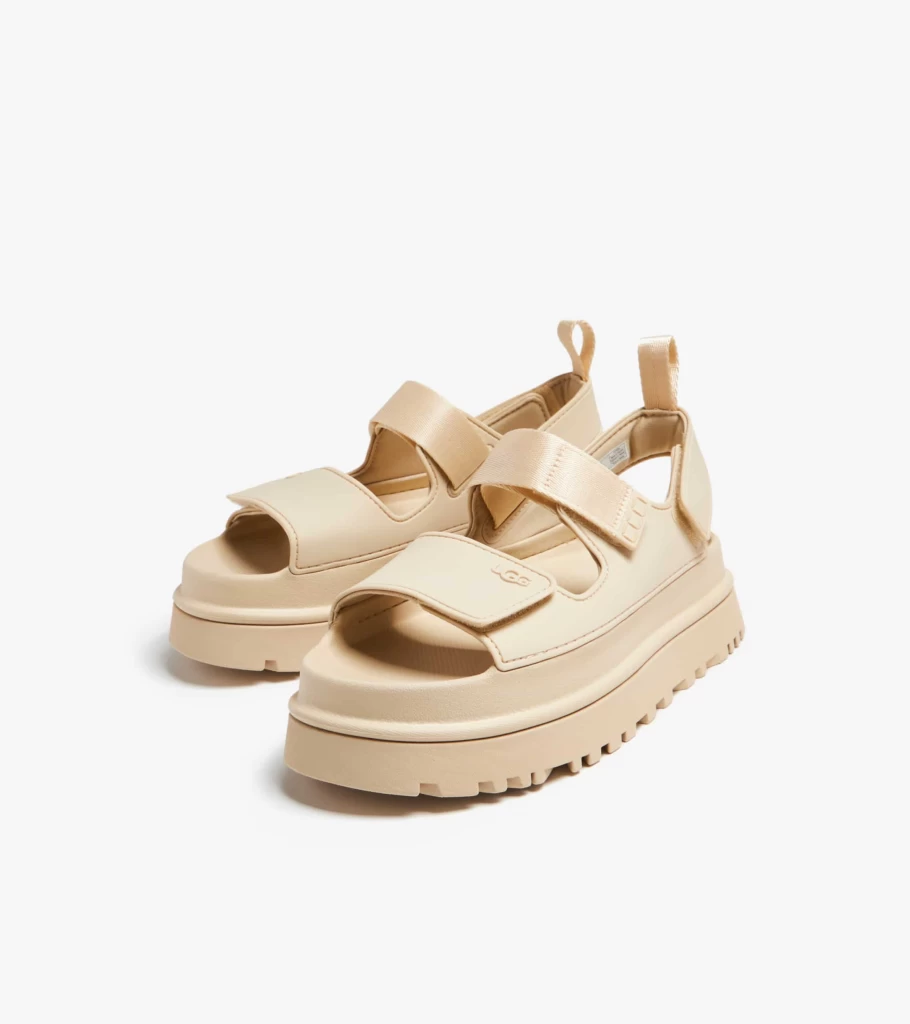 UGG Golden Glow Rubber Sandals for Women - Comfortable Beige Slide Sandals - Summer Casual Footwear