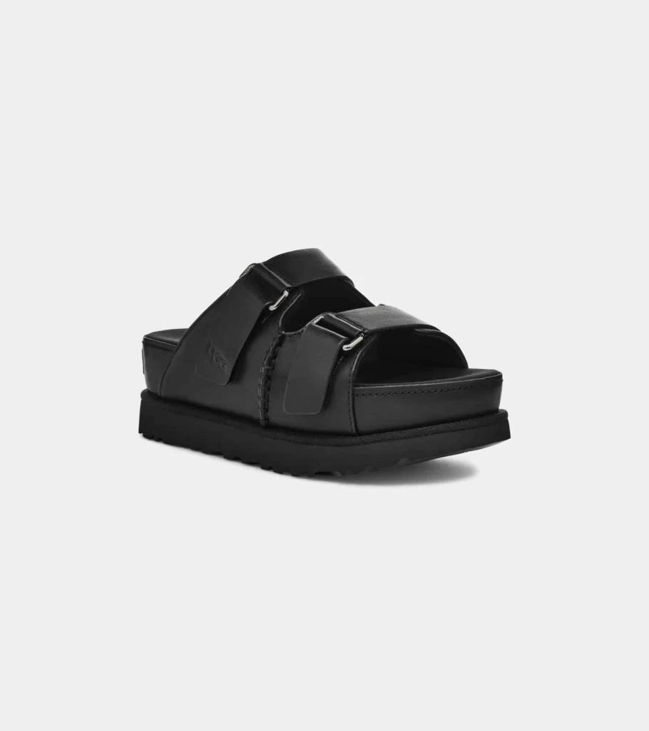 UGG Goldenstar High Slide Slippers for Men and Women - Comfortable Black Slide Sandals Indoor Outdoor