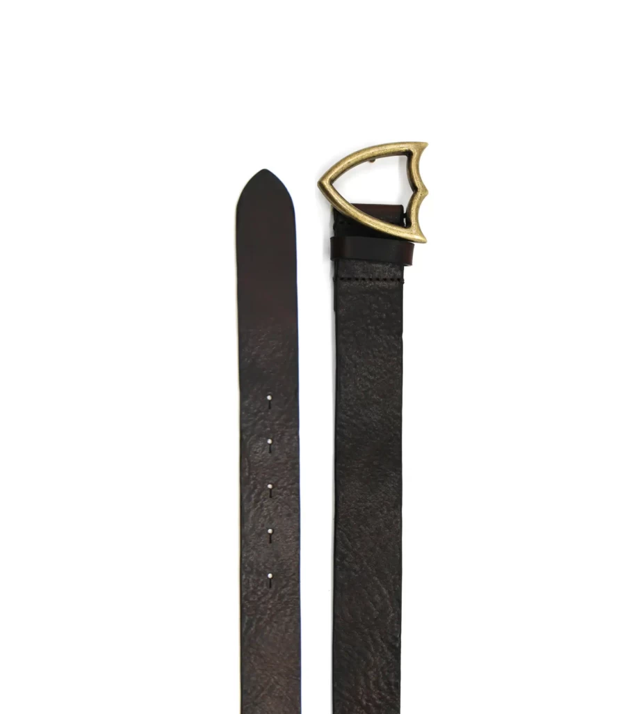 HTC Shield Belt - Genuine Leather Gold & Dark Brown Waist Belt by Atelier Talia Sol