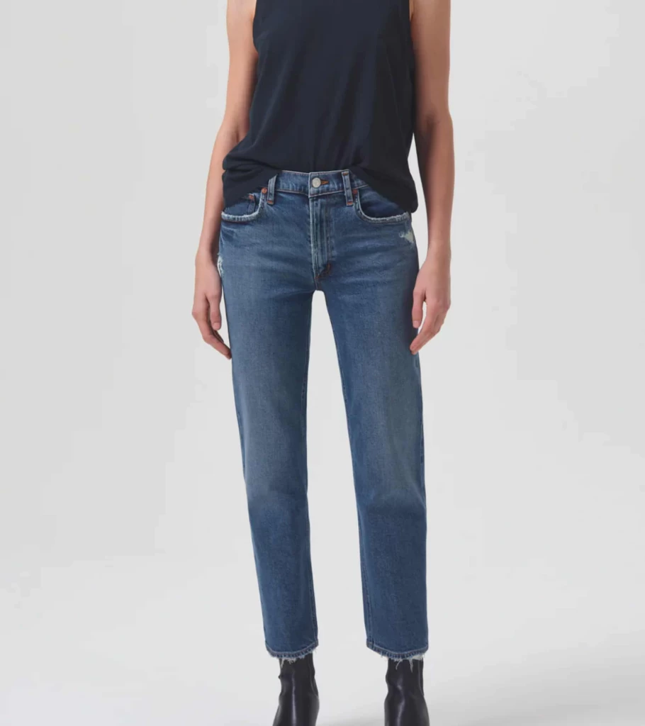 AGOLDE Kye Mid Rise Straight Crop Jeans in Notion - Stretch Denim Women's Pants