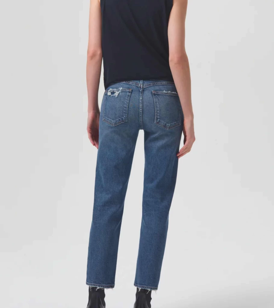 AGOLDE Kye Mid Rise Straight Crop Jeans in Notion - Stretch Denim Women's Pants