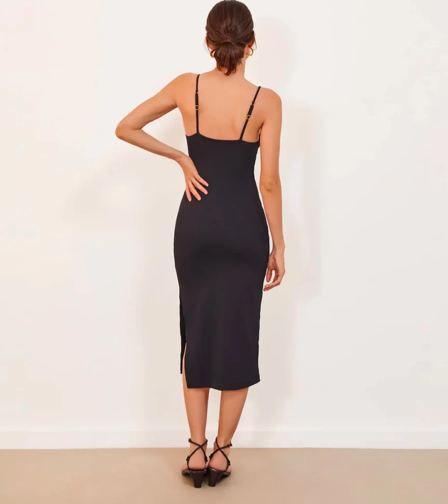 VIX SWIMWEAR Firenze Lou Black Midi Dress - Women's Elegant Swimwear Cover-Up