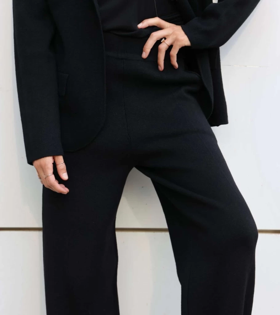 "Atelier Talia Sol Wide Leg Pants - Black - Italian Made Women's Trousers"