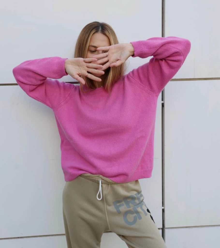 "Atelier Talia Sol Pink Cashmere Blend Jumper - Made in Italy"