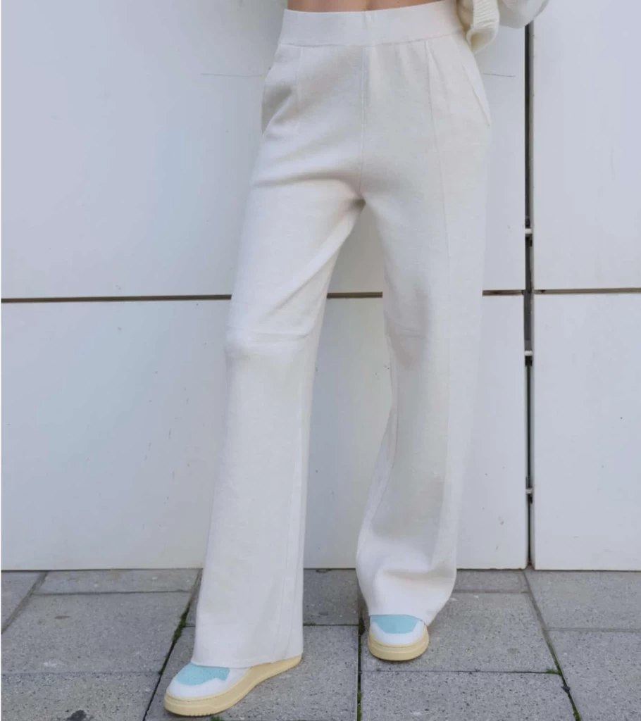 MADE IN ITALY Atelier Talia Sol Cream Wide Leg Pants - Italian Luxury Trousers
