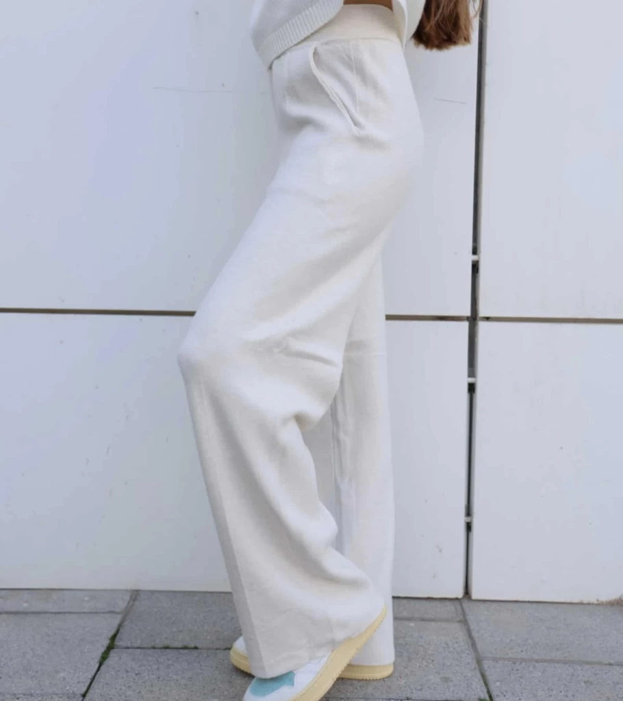 MADE IN ITALY Atelier Talia Sol Cream Wide Leg Pants - Italian Luxury Trousers