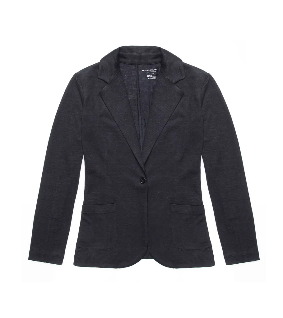 MAJESTIC FILATURES Men's Black Linen Blazer - Lightweight Summer Jacket - Slim Fit Casual Sport Coat