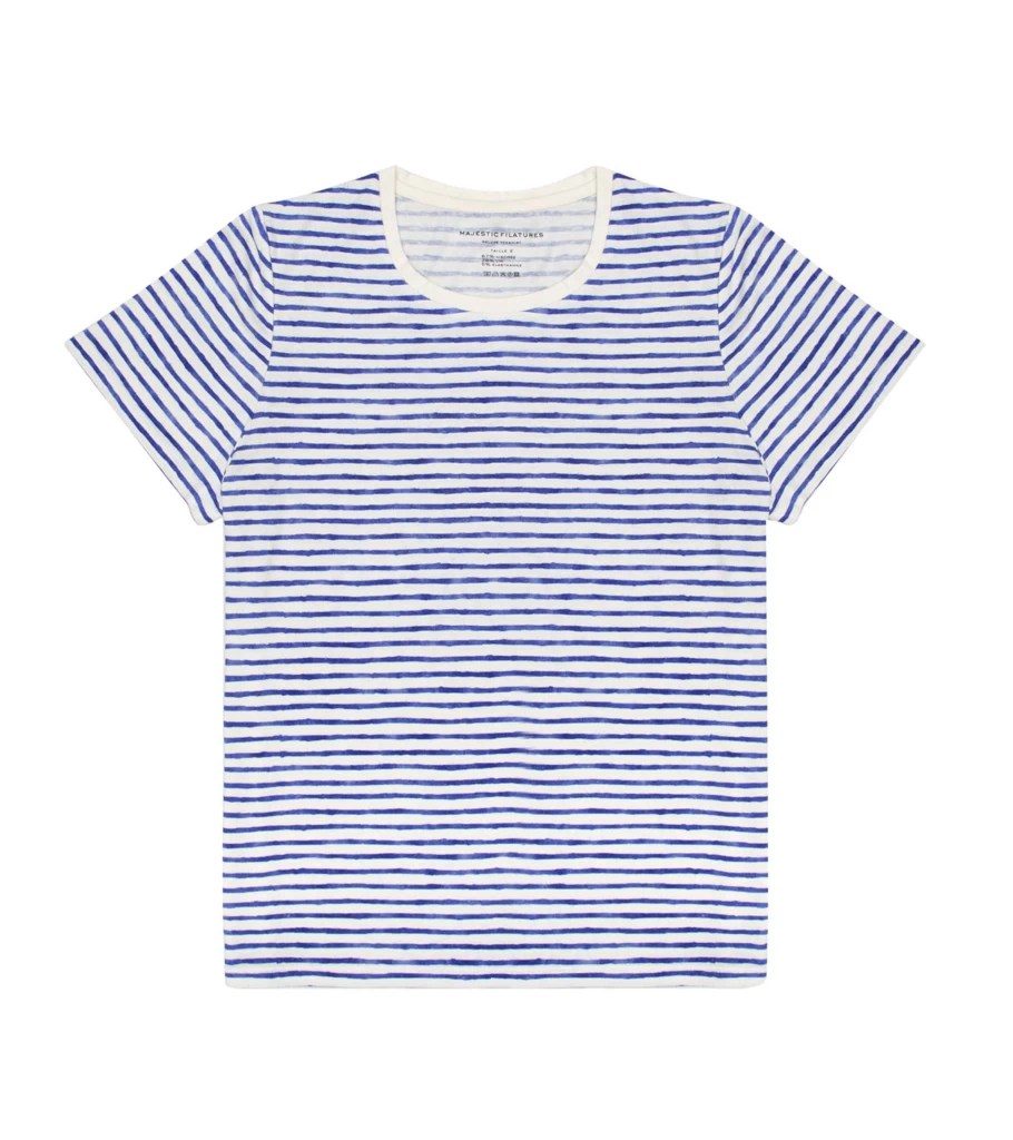 MAJESTIC FILATURES Blue Striped T-Shirt - Atelier Talia Sol Cotton Tee