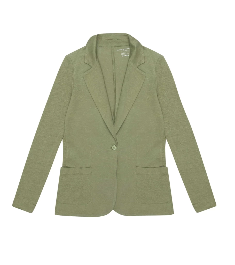 MAJESTIC FILATURES Linen Blazer for Women - Lightweight Cactus Green Summer Jacket - Atelier Talia Sol Tailored Blazer
