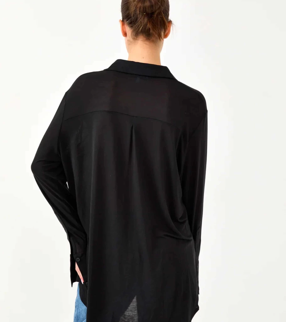 DON'T TELL MAMA Timeless Black Button Up Sleeve Tee by Atelier Talia Sol