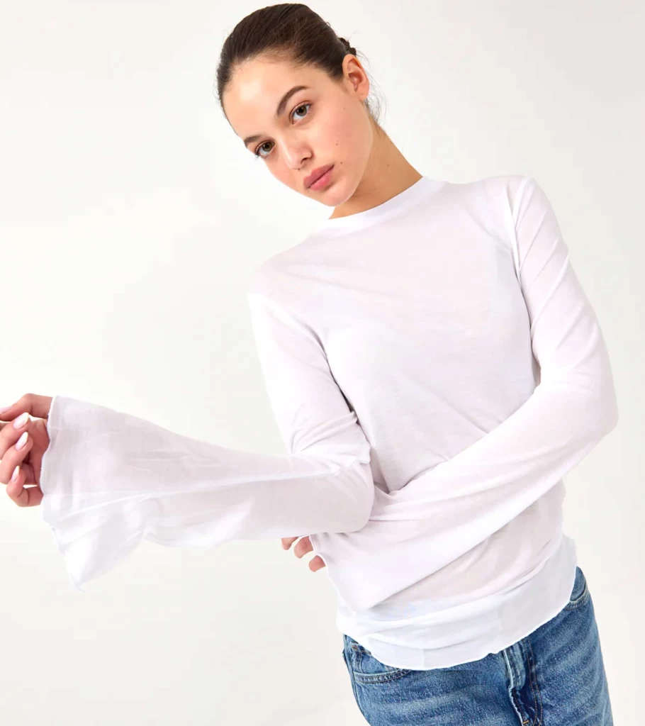 DON'T TELL MAMA Timeless Neckline Sleeve Tee - White T-Shirt by Atelier Talia Sol