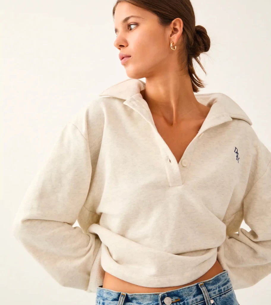 DON'T TELL MAMA Cream Polo Sweatshirt - Casual Comfort Fit Men's & Women's Top
