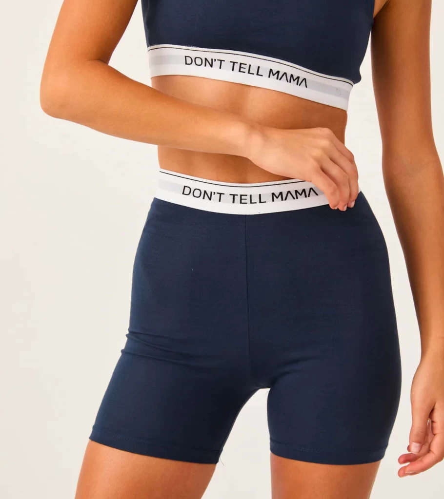 DON'T TELL MAMA Women's High-Waist Biker Shorts in Navy - Comfortable & Styletic Cycling Shorts for Workouts
