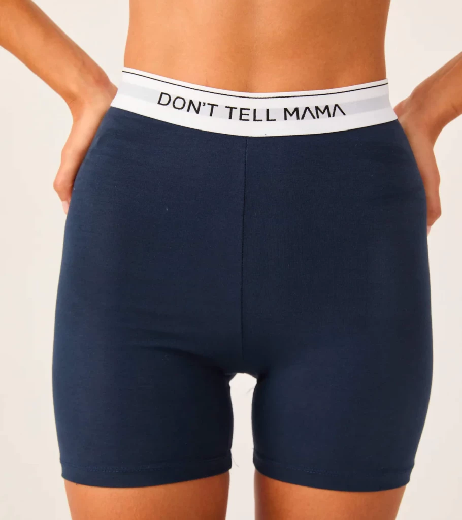 DON'T TELL MAMA Women's High-Waist Biker Shorts in Navy - Comfortable & Styletic Cycling Shorts for Workouts