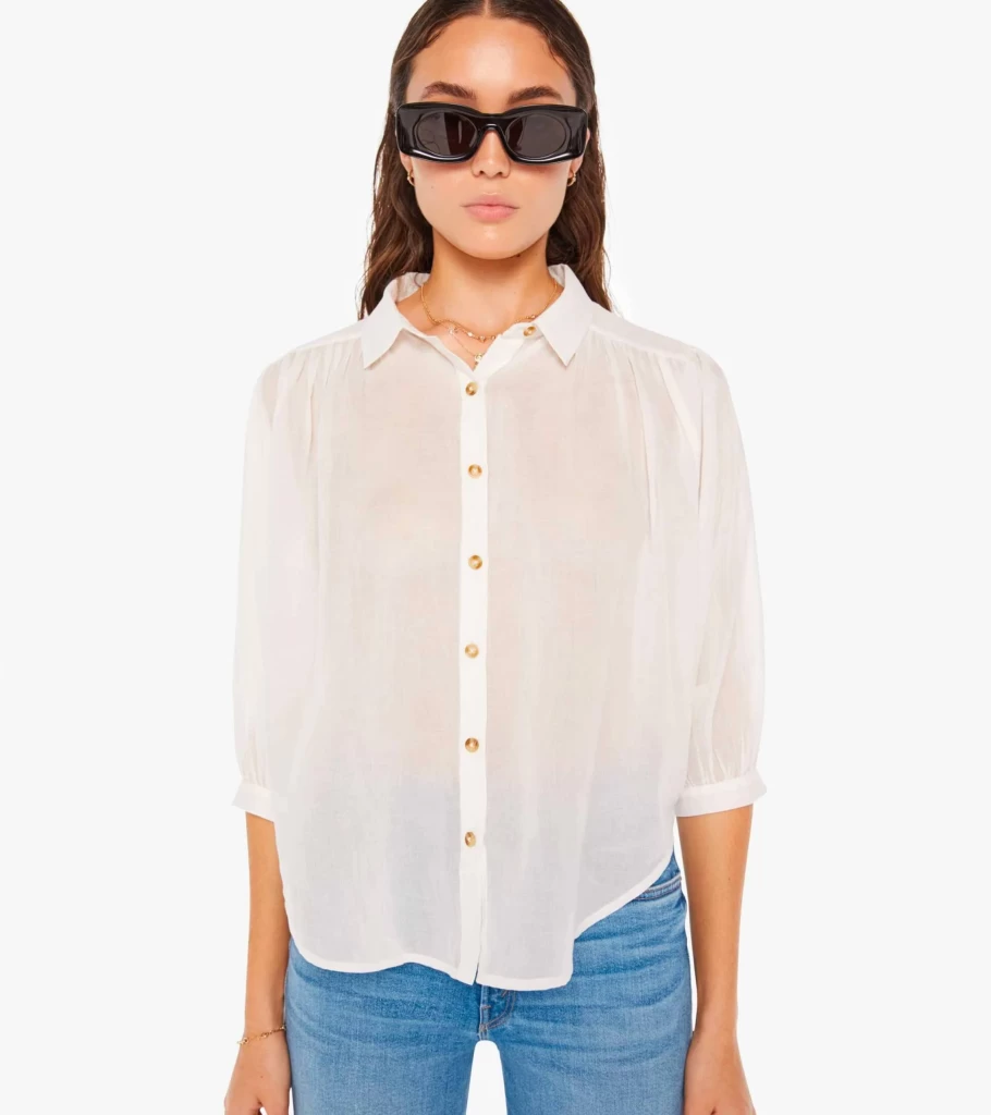 MOTHER DENIM The Breeze Top Women's White Denim Shirt