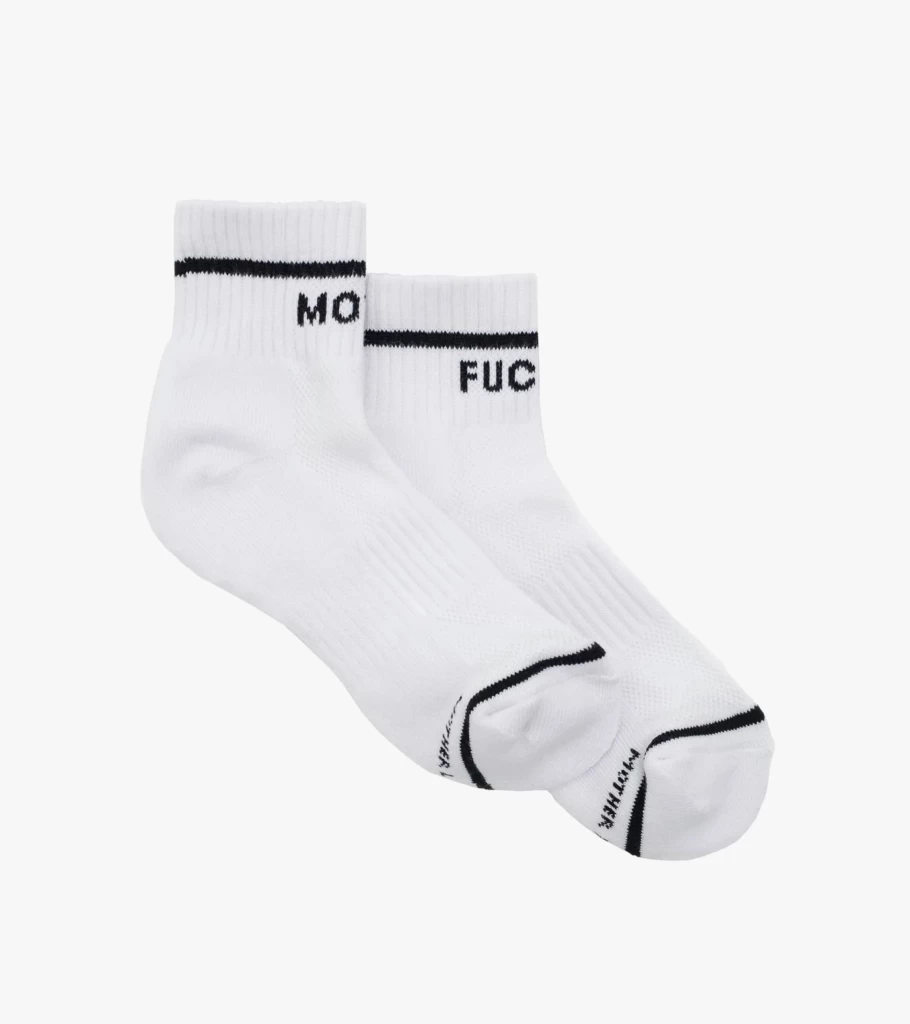 MOTHER DENIM Baby Steps Ankle Socks - Black & White Striped Crew Socks for Women & Girls