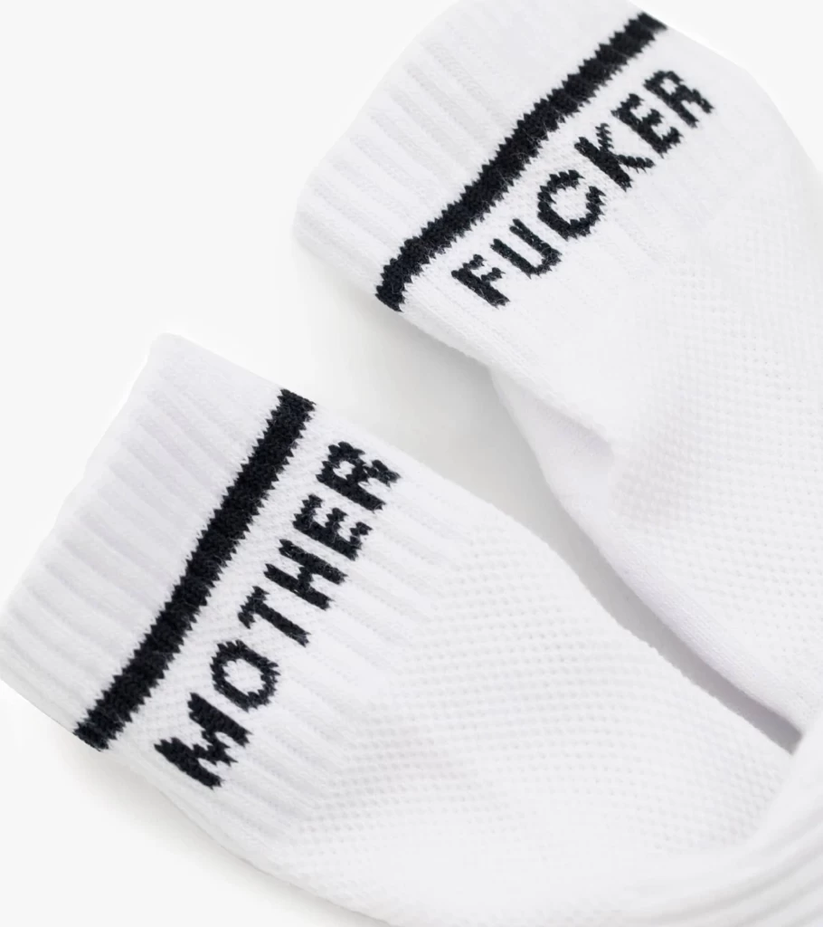 MOTHER DENIM Baby Steps Ankle Socks - Black & White Striped Crew Socks for Women & Girls