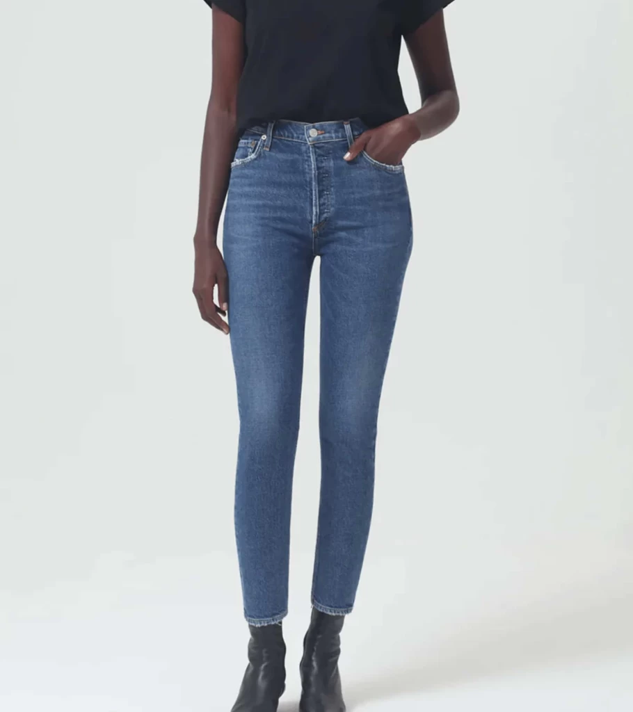 AGOLDE Nico Slim Fit High-Rise Cycling Jeans for Women - Sustainable Denim
