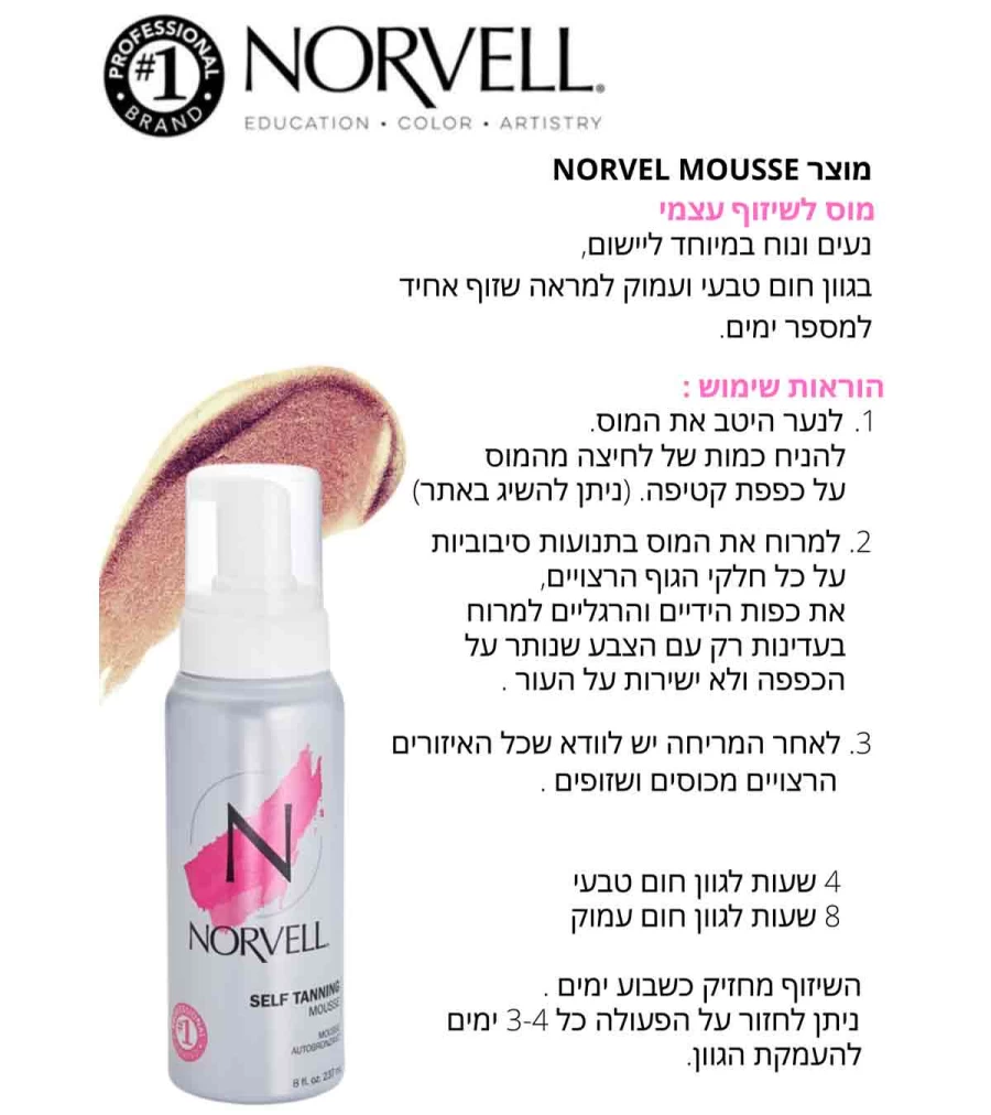 NORVELL Self Tanning Mousse - Atelier Talia Sol Sunless Tan Foam for Natural Glow