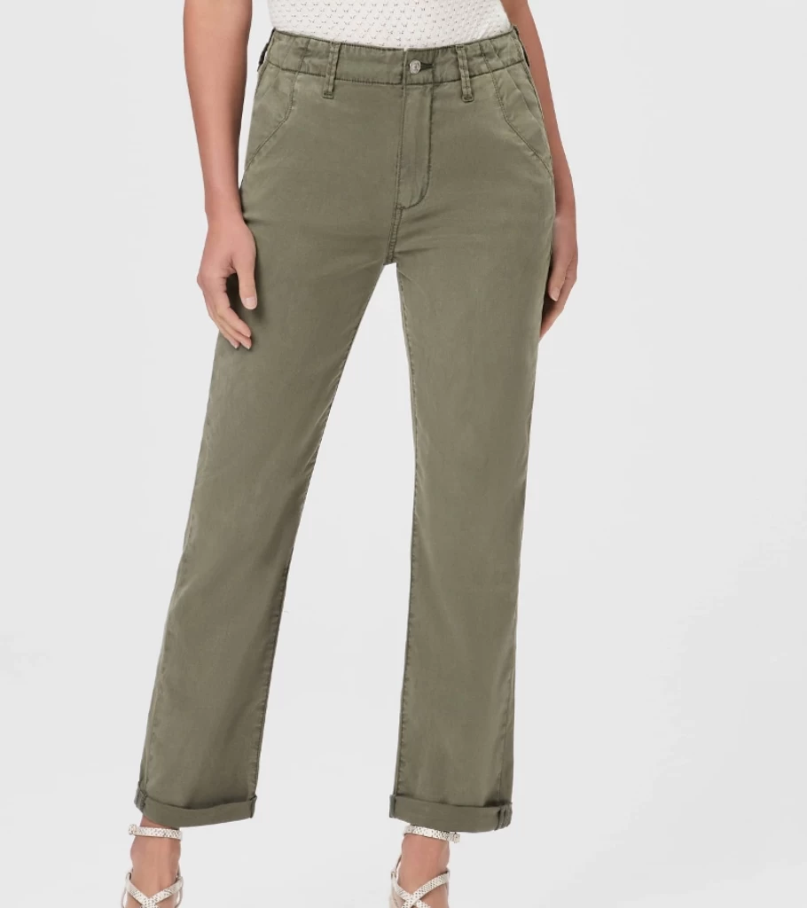 PAIGE Drew Pants for Women - Ivy Green High-Waisted Straight Leg Denim Jeans