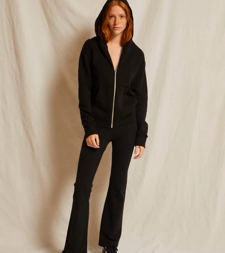 PERFECT WHITE TEE Patti Fleece Zip Up Hoodie for Women - Soft Comfortable Pullover Sweatshirt - True Black - Atelier Talia Sol Collection
